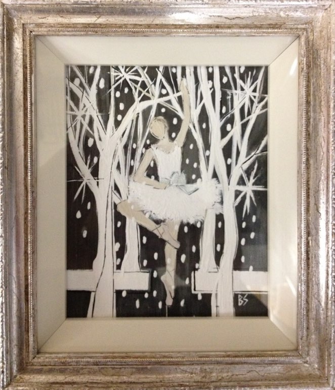 'Winter Wonderland' Gouache on Board in Silver Gilt Frame on Classic Miniature Artist's Easel