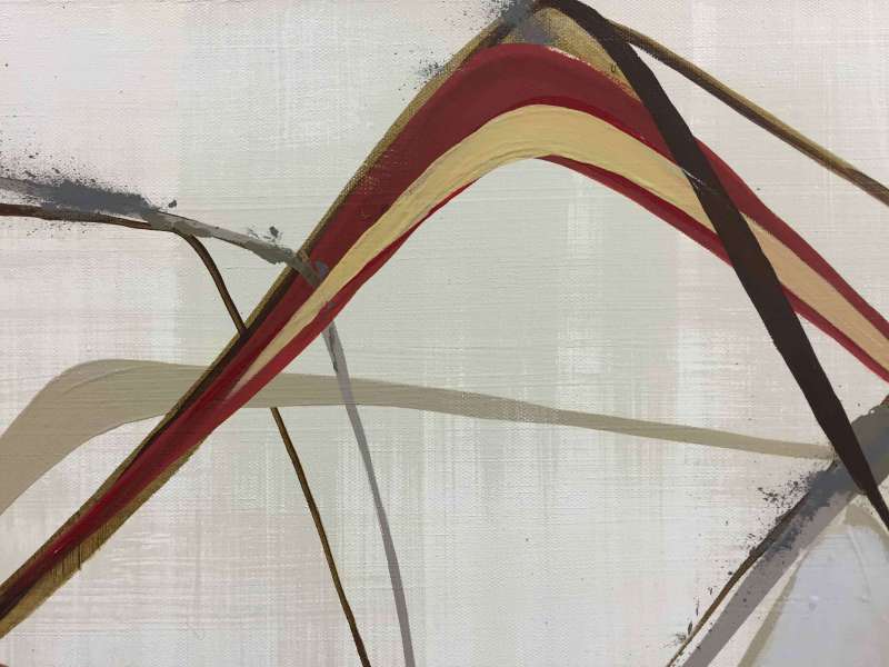 'String Theory' Oil and Acrylic on Canvas in Gold Leaf with Bronze Finish Wooden Tray Frame