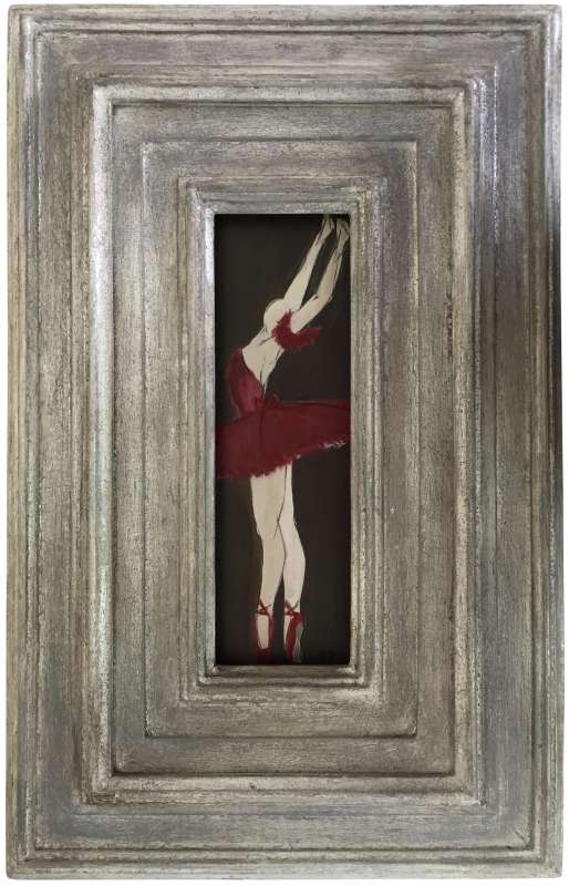 'The Red Shoes' Oil & Acrylic on Board in Silver Leaf Wooden Frame