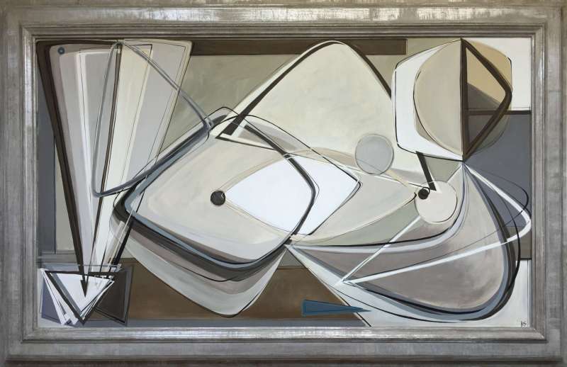 'Ines Reclining' Oil & Acrylic on Board in Thick, Deep Silver Leaf Antiqued Frame