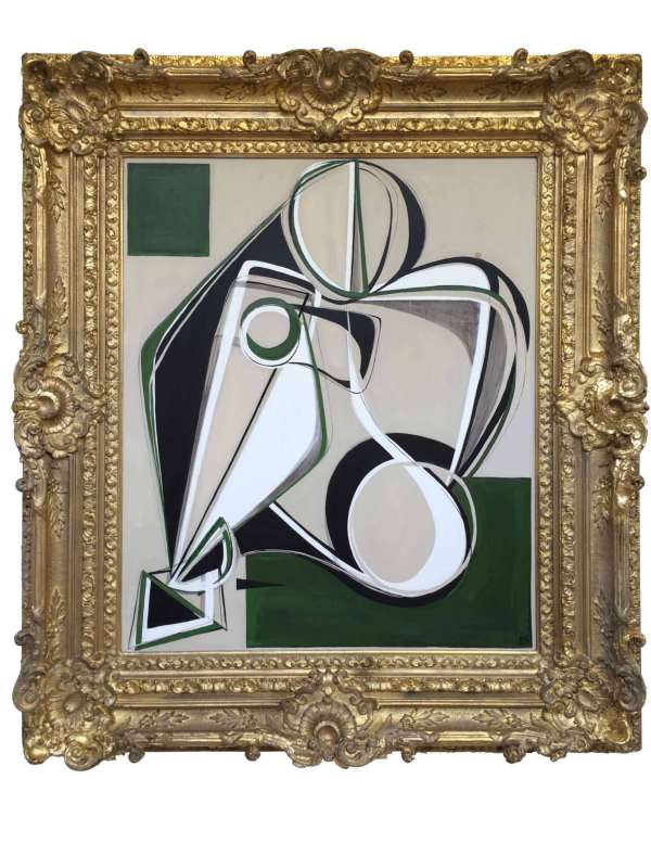 ‘April Muse’ Oil & Acrylic on Board in Ornate Gold Antique Frame