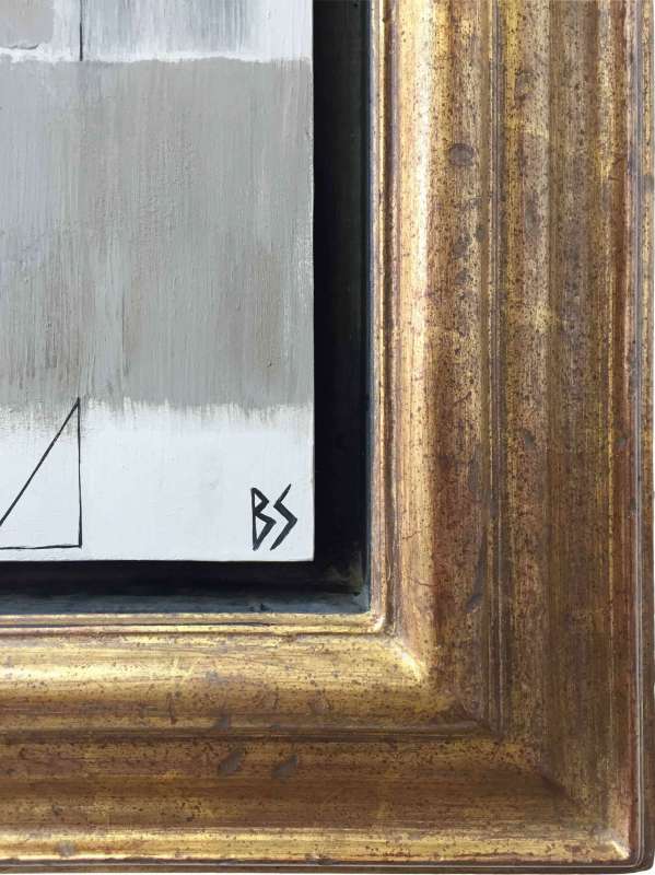 ‘Rodin’s Kiss’  Gouache & Acrylic on Board in Gold Gilt Wooden Bespoke Frame