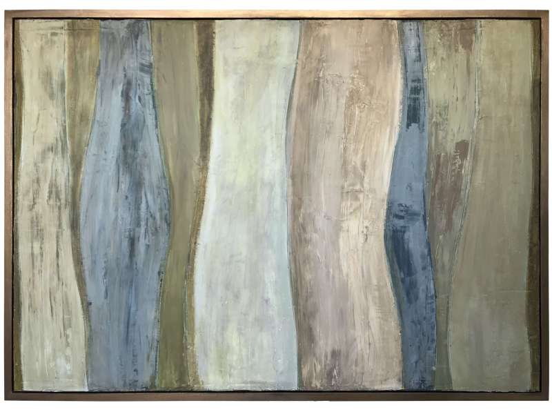 ‘Green Bark’ Oil & Acrylic on Board in Gold Leaf and Bronze Finish Shadow Gap Tray Frame
