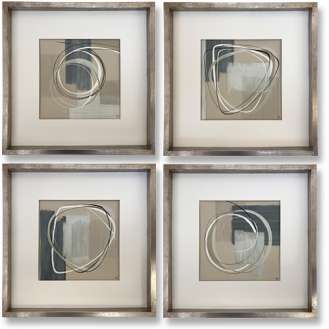 SET OF 4 ‘Alto’ Gouache & Acrylic on Board behind Glass in Silver Leaf with Bronze Finish Frames (B1052)