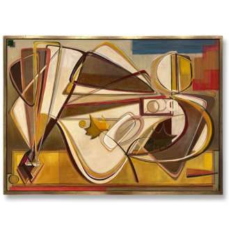 ‘Autumn Muse’ Oil, Acrylic & Gouache in Gold Leaf with Bronze Finish Shadow-Gap Tray Frame (B1135)
