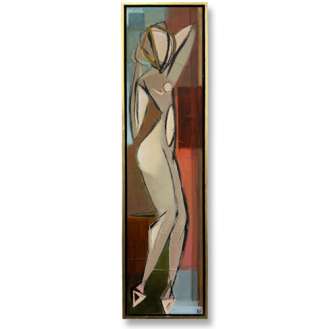 ‘Dancing Muse’ Oil & Acrylic on Board in Gold Leaf with Bronze Finish Frame (B1143)