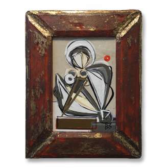 MINIATURE ‘Scala Muse’ Gouache on Board in Gilded and Painted Glass Frame (B875)