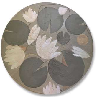 'Lily Pond' Oil and Acrylic on Circular Canvas (B948)