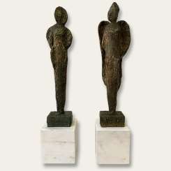 ‘Gala Pose’ Left & Right Study Original Maquettes in Clay, Wood and Gesso with Bronze Finish on Marble Plinths (B1013)
