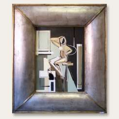 'Muse and the Pussycat Left Study' in Modern Silver Gilt Frame (B216)