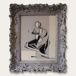 'Latex' Mermaid in silver antique frame (B226)