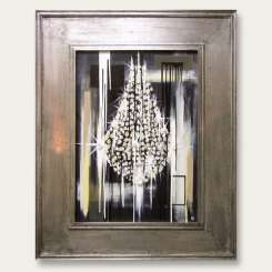 Commission 'Mini Chandelier Painting' Oil/Acryllic/Glass on Board in Modern Silver Frame (B264)