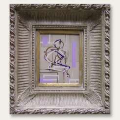 'Seated Dancer in Purple' Left Study Oil and Acryllic on Board in Modern Box Frame (B268)