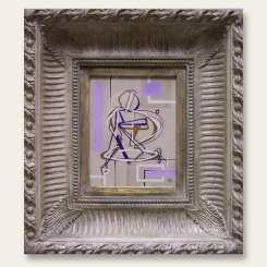 'Seated Dancer in Purple' Right Study Oil and Acryllic on Board in Modern Box Frame (B269)