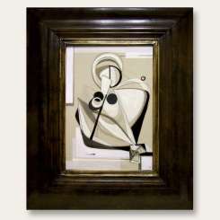 'Abstract Kneeling Woman' Oil and Acryllic on Board in Modern Frame (B270)