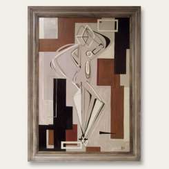 'Standing Dancer' Oil and Acryllic on Board in Modern Frame (B273)