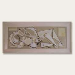 'Lovers' Oil and Acryllic on Board in 1940s Gesso Frame (B277)
