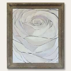 'Tea Rose' Oil & Acrylic on Board in Antique Frame (B536)