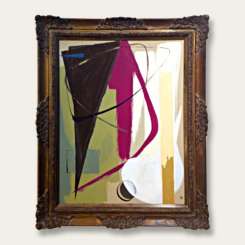 PAIR 'Butterfly Wing' Left and Right Study, Oil & Acrylic on Board in pair of Antique Foliate Frames (B600)