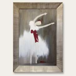 No.2 of PAIR 'Giselle' Right Study Oil & Acrylic on Board in Antiqued Silver Leaf Frame (B741)