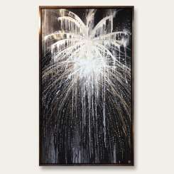 'The Spring's Fireworks' Oil & Acrylic on Canvas in Bronze Finish Tray Frame (B774)