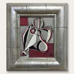 'Holly'  Oil & Acrylic on Board in Silver Leaf Frame (B797)
