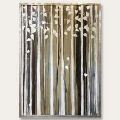 'Silver Birch Forest' Oil & Acrylic on Board in silver leaf frame (B803)