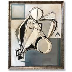‘Moonlight Muse’ Oil & Acrylic on Board in Silver Gilt Finish Antique Frame (B873)