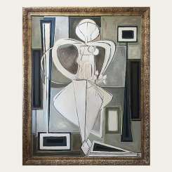 ‘Gaia Standing Muse’ Gouache & Acrylic on Board in Bespoke Ornate Gold Gilt Frame (B949)